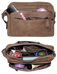 Fino FN-6810 Classic Full Grain Genuine Leather Sling Crossbody Bag