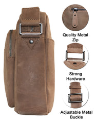 Fino FN-6810 Classic Full Grain Genuine Leather Sling Crossbody Bag