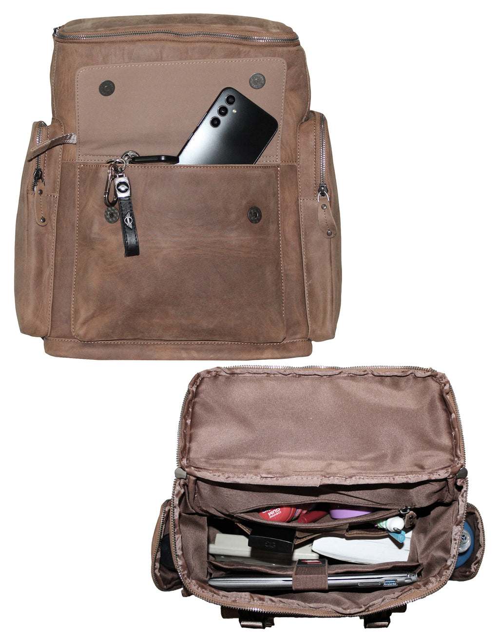 Fino FN-7800 Unisex Full Grain Genuine Leather 15-inch Laptop Backpack