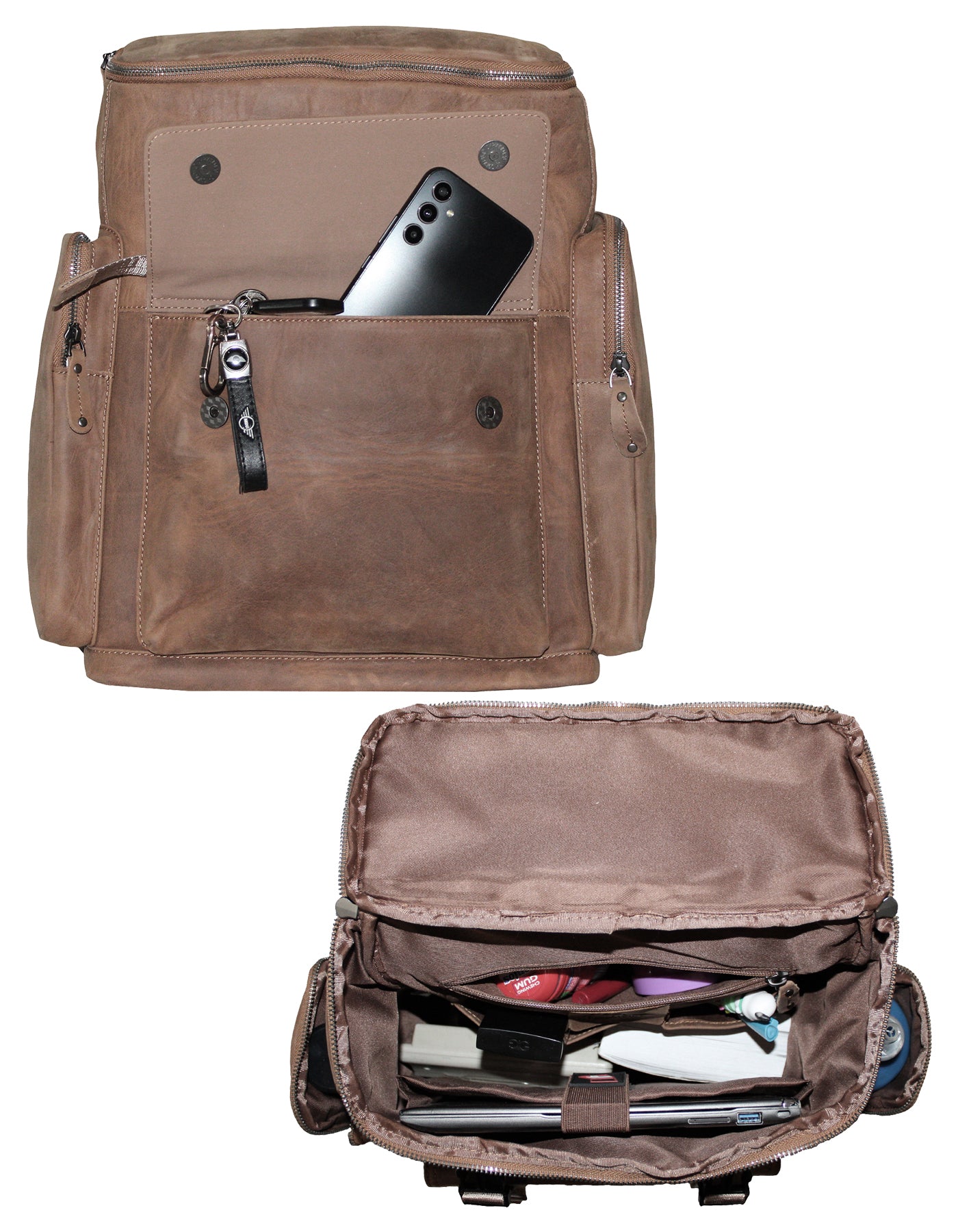 Fino FN-7800 Unisex Full Grain Genuine Leather 15-inch Laptop Backpack