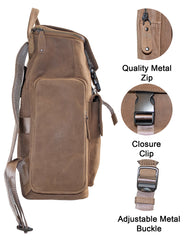 Fino FN-7800 Unisex Full Grain Genuine Leather 15-inch Laptop Backpack