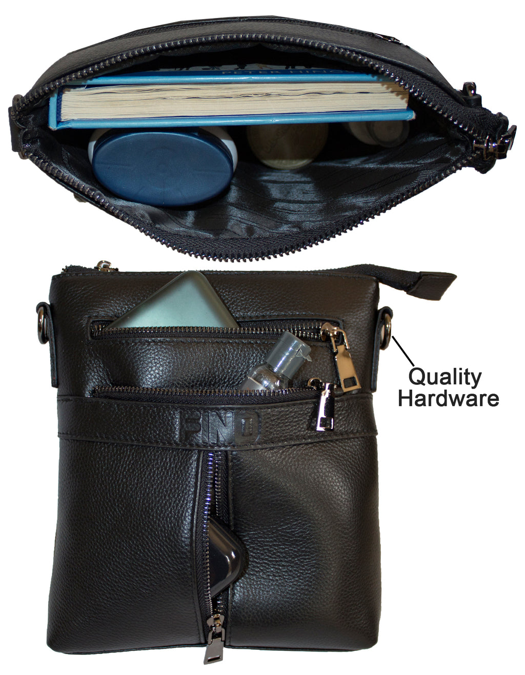 Fino FN20219-3 Unisex Full Grain Genuine Leather Sling/ Satchel Bag