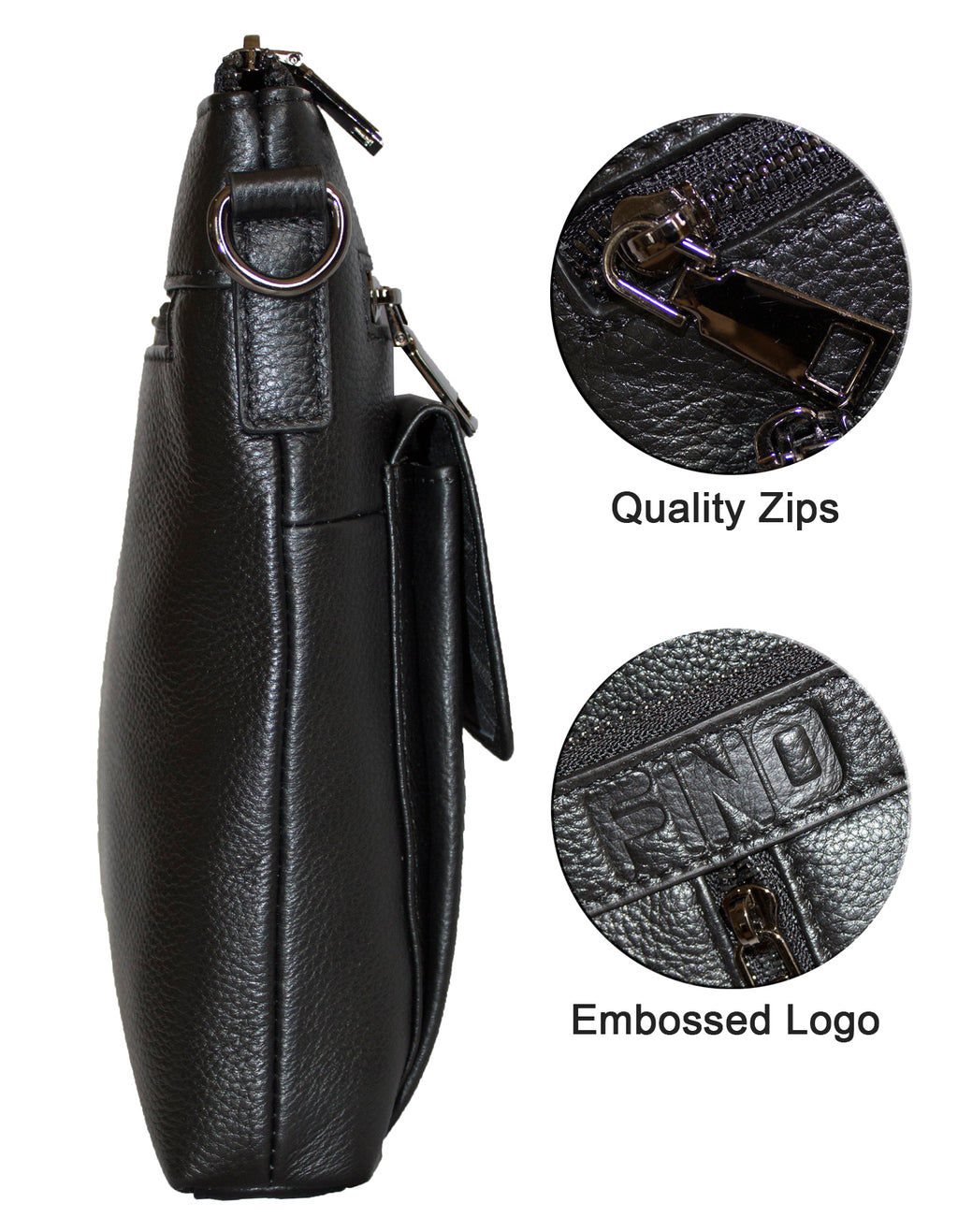 Fino FN20219-3 Unisex Full Grain Genuine Leather Sling/ Satchel Bag