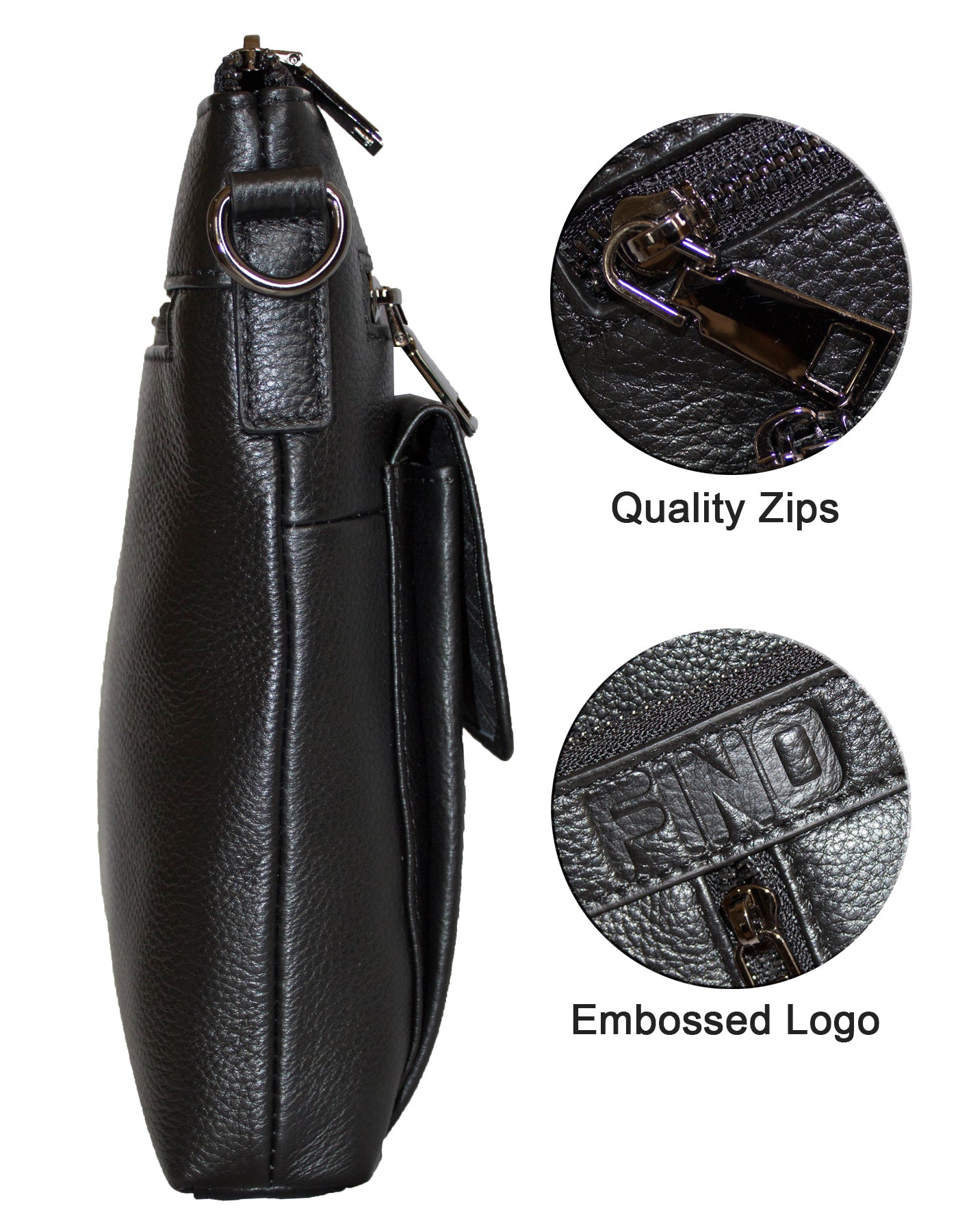 Fino FN20219-3 Unisex Full Grain Genuine Leather Sling/ Satchel Bag