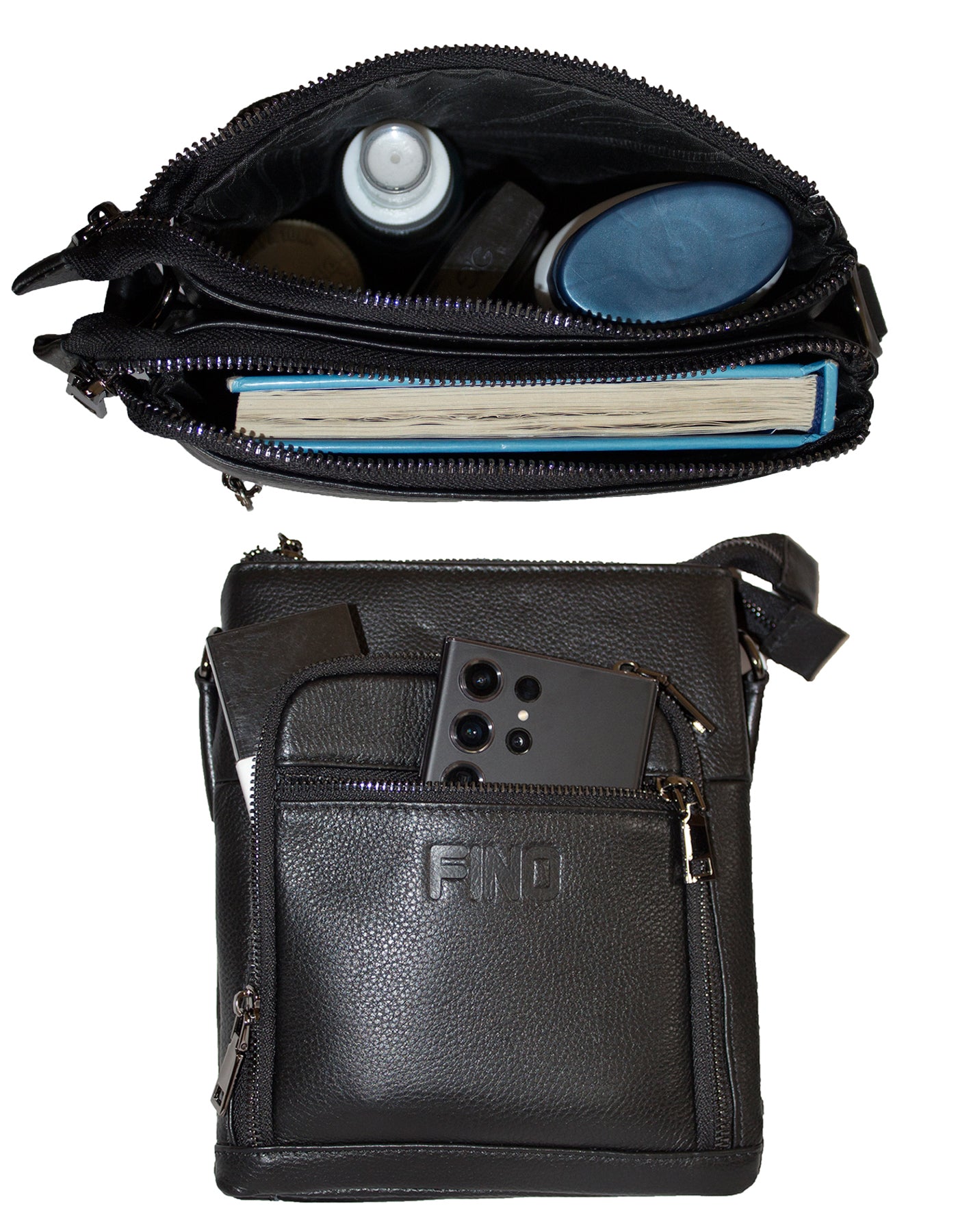 Fino FN8021-2 Unisex Full Grain Genuine Leather Sling/ Crossbody Bag