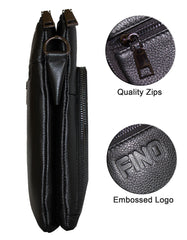 Fino FN8021-2 Unisex Full Grain Genuine Leather Sling/ Crossbody Bag