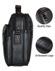 Fino FN8022-3 Unisex Full Grain Genuine Leather Sling/ Satchel Bag