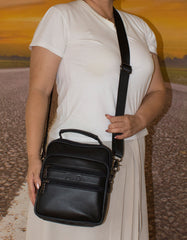 Fino FN8022-3 Unisex Full Grain Genuine Leather Sling/ Satchel Bag