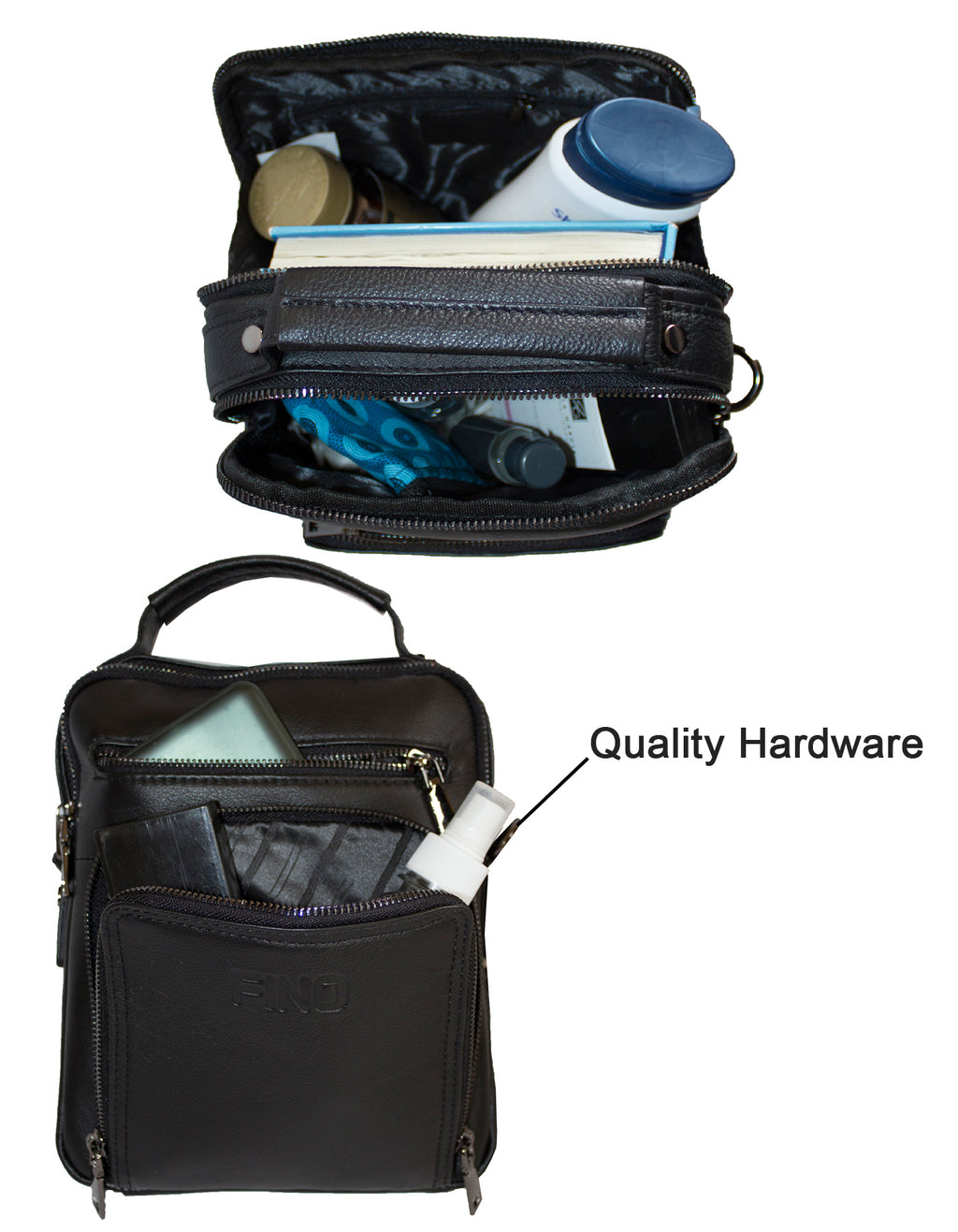 Fino FN8024-3 Unisex Full Grain Genuine Leather Sling/ Satchel Bag