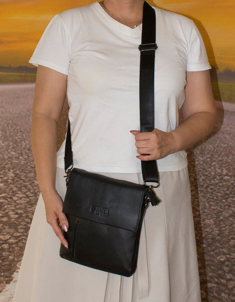 Fino FN8306-3 Unisex Full Grain Genuine Leather Sling/ Satchel Bag