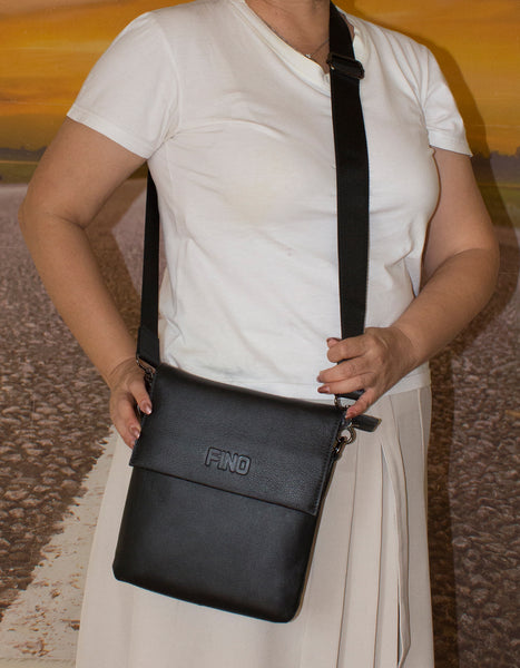 Fino FN8307-3 Unisex Full Grain Genuine Leather Sling/ Satchel Bag