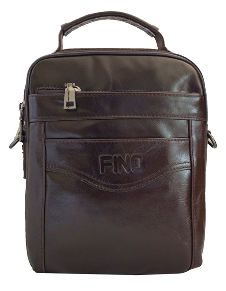Fino FN8402-2 Unisex Full Grain Genuine Leather Sling/ Satchel Bag
