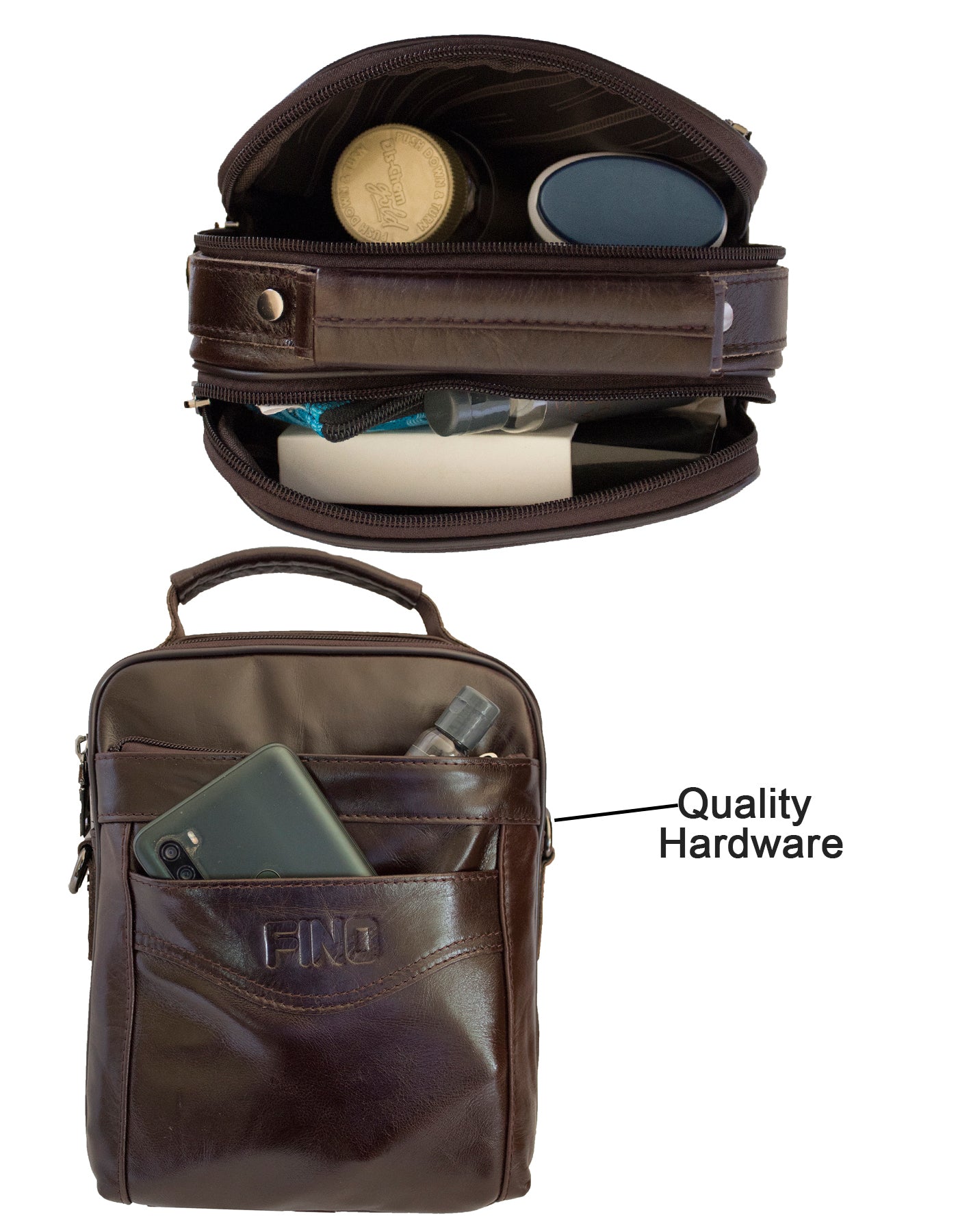 Fino FN8802-3 Unisex Business Genuine Leather Sling/ Satchel Bag