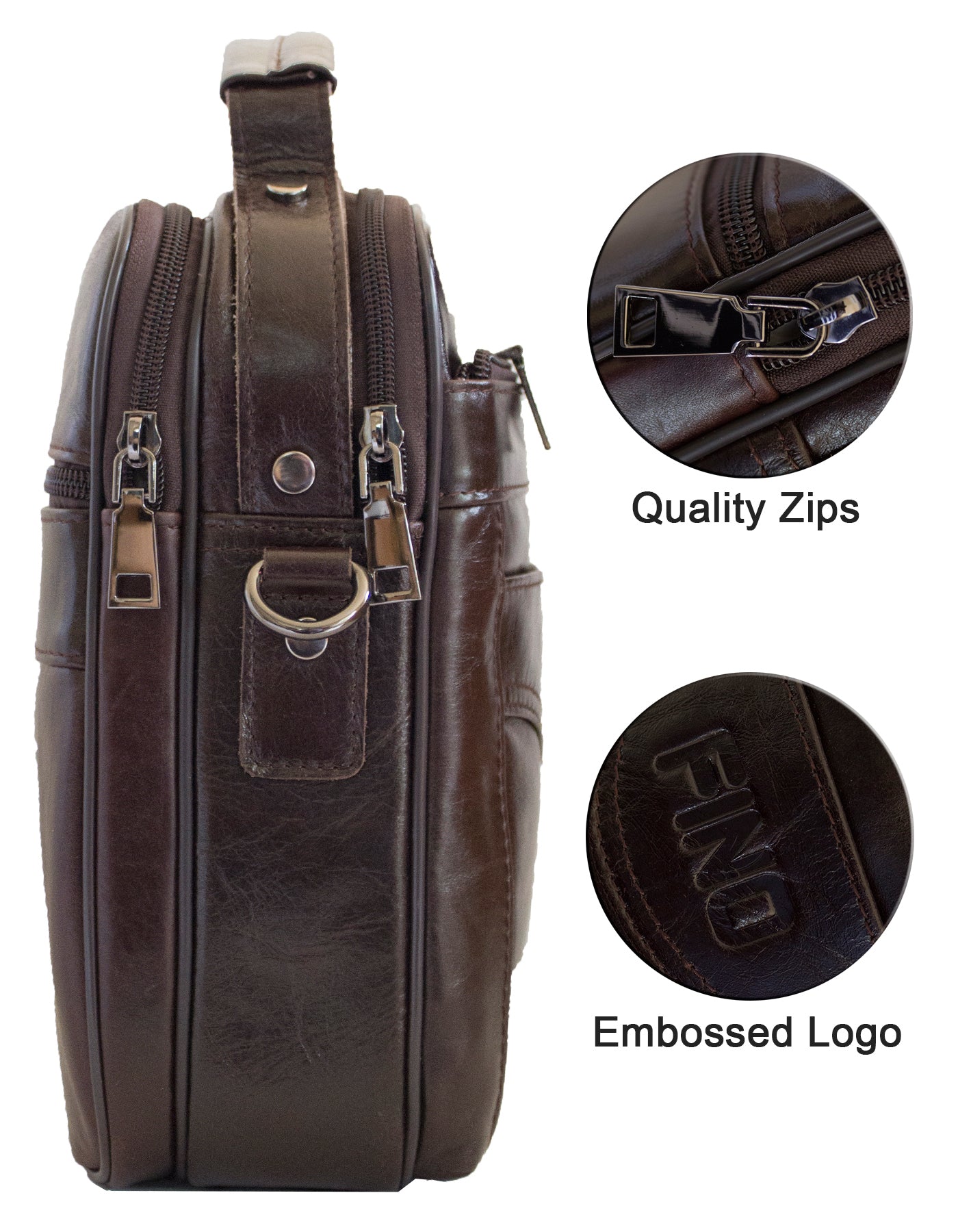 Fino FN8802-3 Unisex Business Genuine Leather Sling/ Satchel Bag
