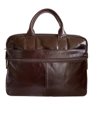 Fino FN8805 Unisex Genuine Leather Unisex Business Messenger/ Briefcase - Brown