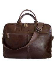 Fino FN8805 Genuine Leather Unisex Business Messenger/ Briefcase - Brown