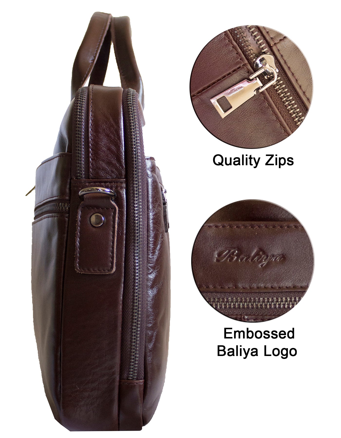 Fino FN8805 Unisex Genuine Leather Unisex Business Messenger/ Briefcase - Brown