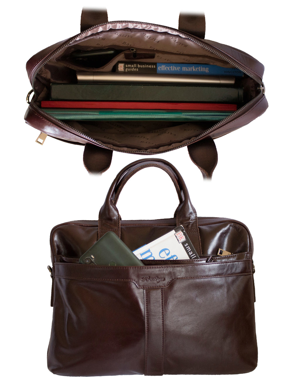 Fino FN8806 Unisex Business Genuine Leather Messenger/ Briefcase - Brown