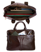 Fino FN8806 Unisex Business Genuine Leather Messenger/ Briefcase - Brown
