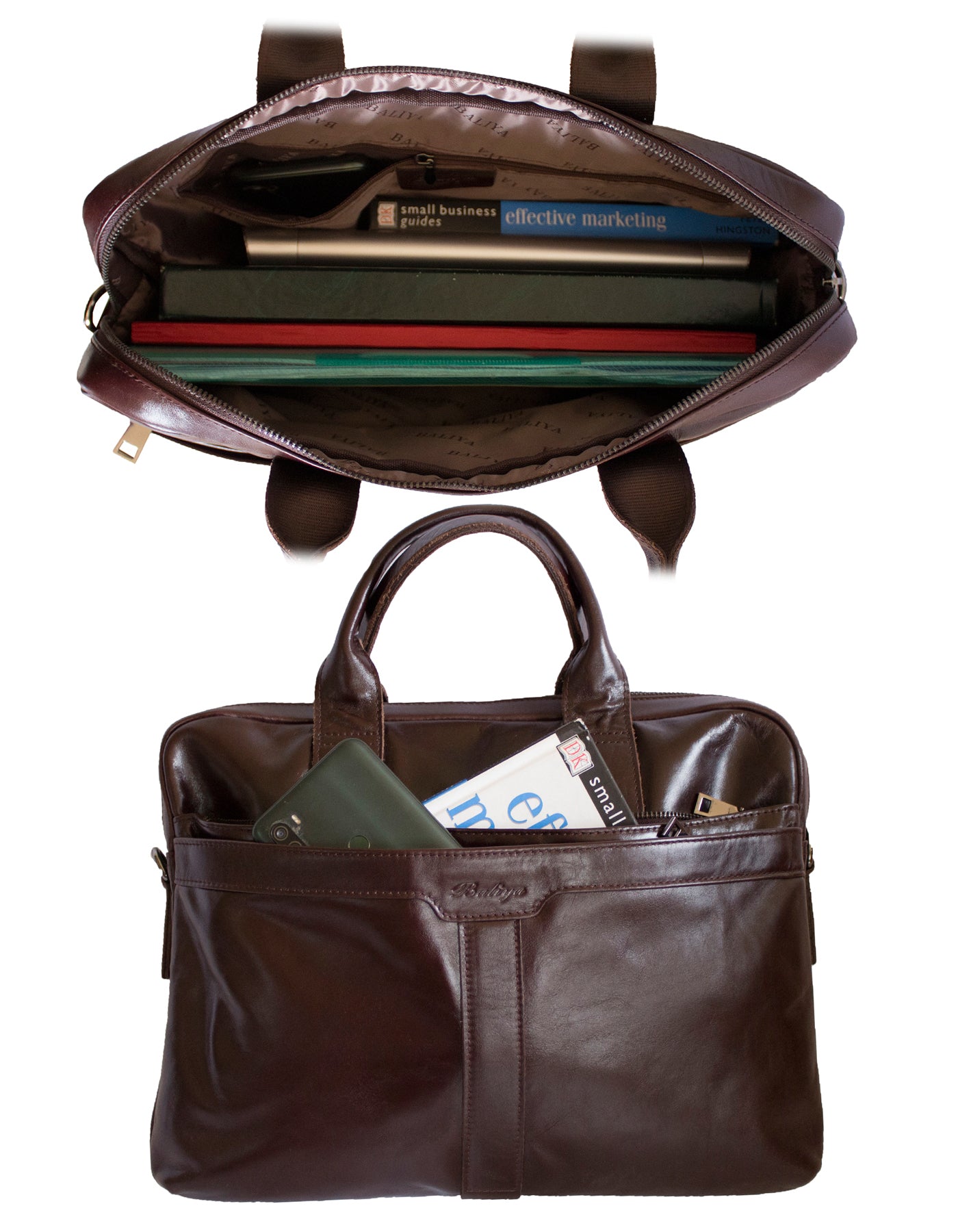 Fino FN8806 Unisex Business Genuine Leather Messenger/ Briefcase - Brown