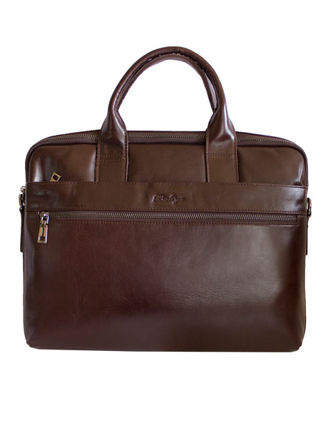 Fino FN8808 Unisex Genuine Leather Business Messenger/ Briefcase - Brown