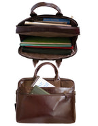 Fino FN8808 Unisex Genuine Leather Business Messenger/ Briefcase - Brown