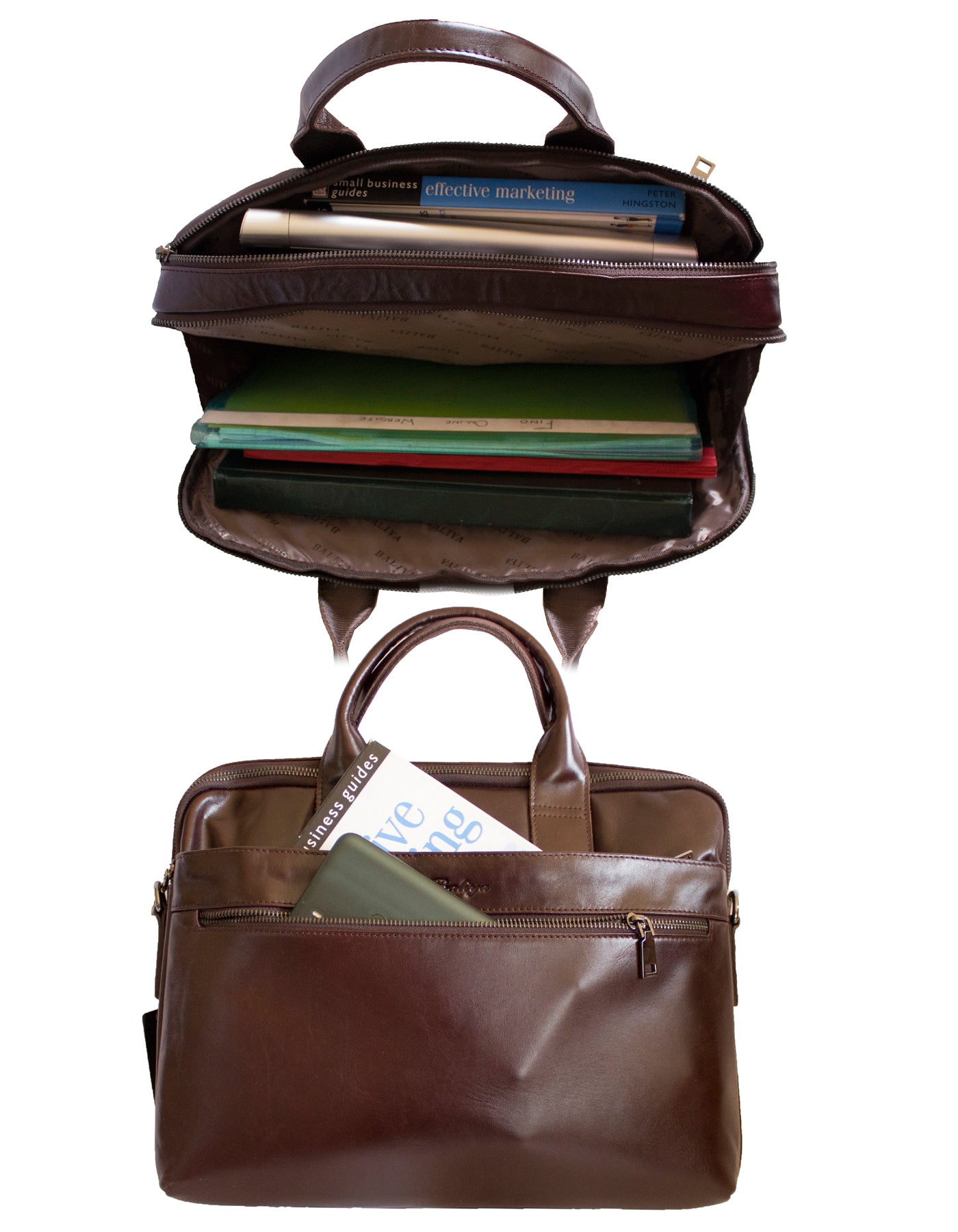 Fino FN8808 Unisex Genuine Leather Business Messenger/ Briefcase - Brown