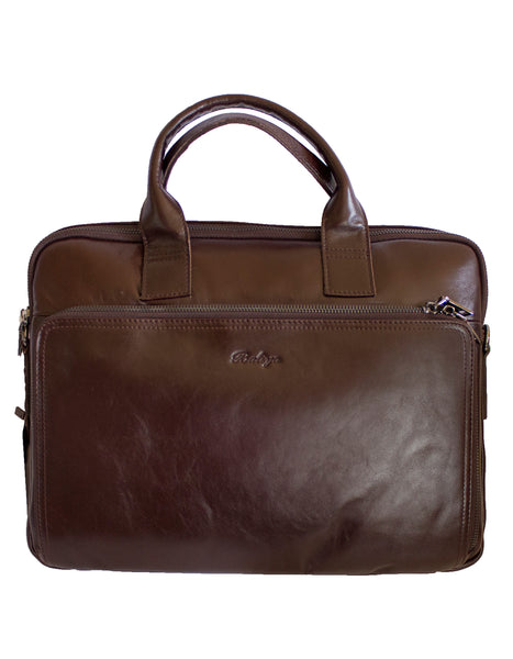 Fino FN8809 Unisex Business Genuine Leather Messenger/ Briefcase - Brown