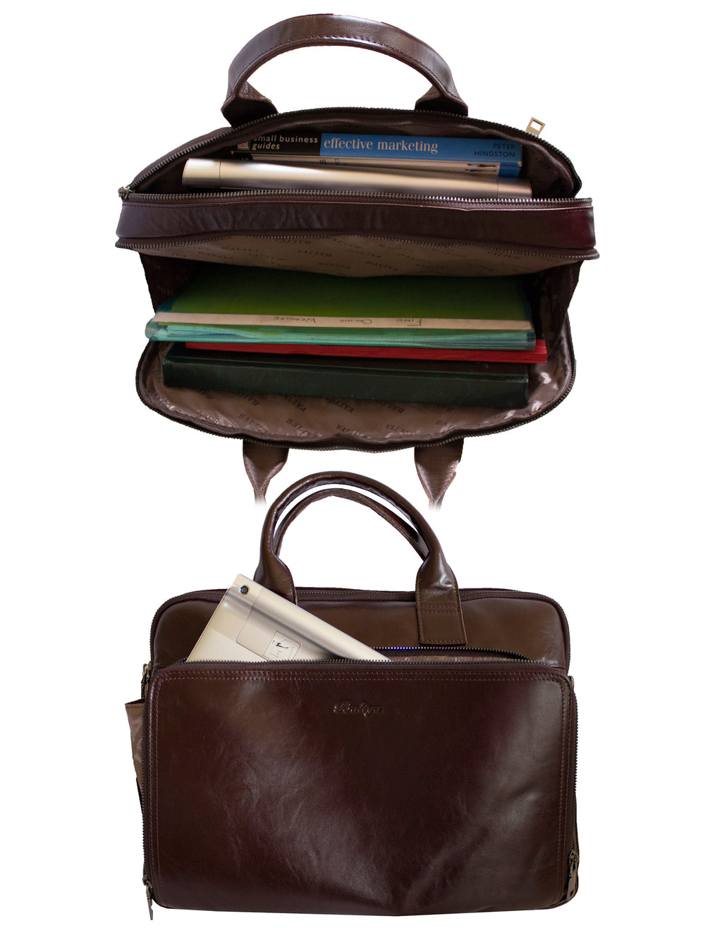 Fino FN8809 Unisex Business Genuine Leather Messenger/ Briefcase - Brown