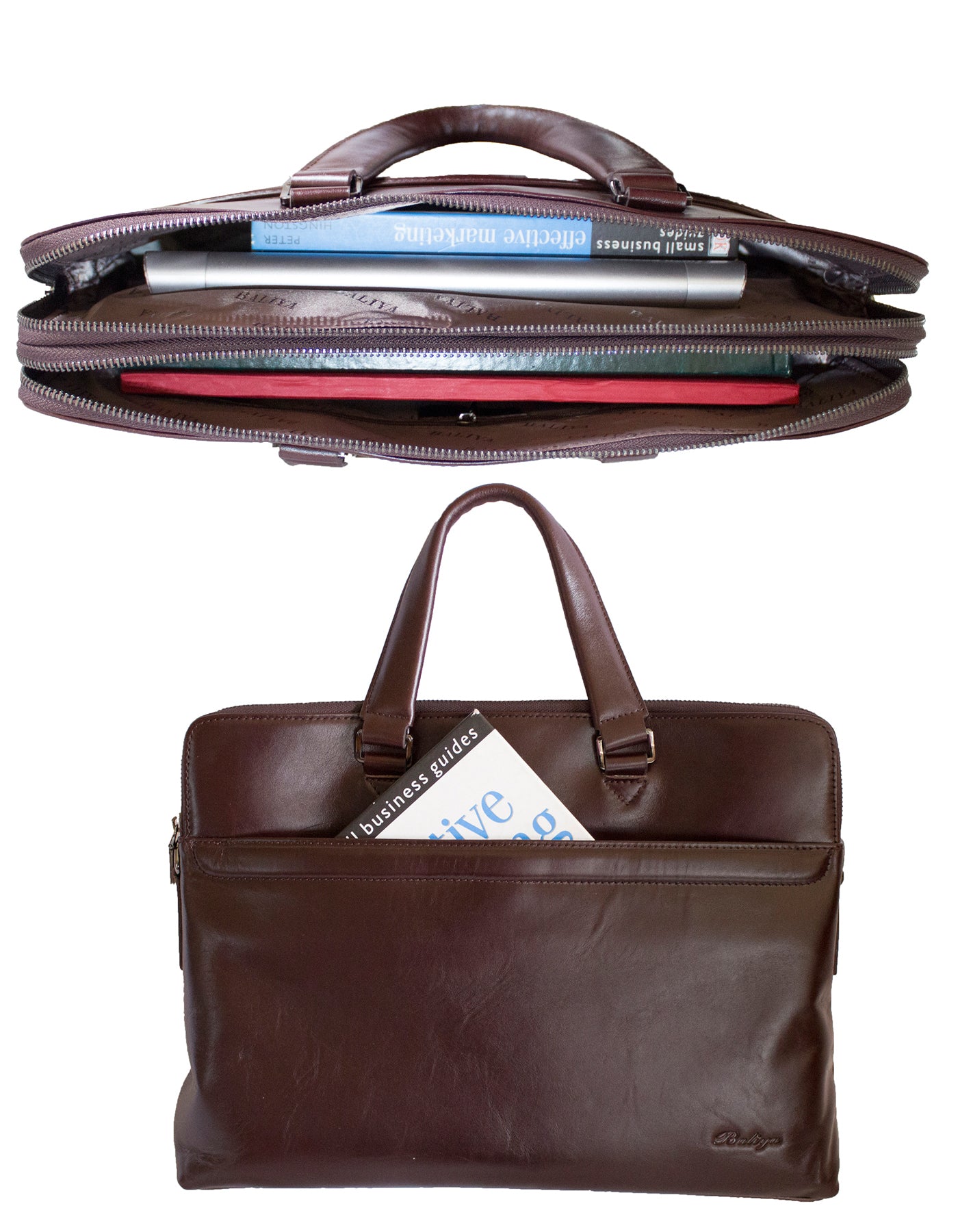 Fino FN8811 Unisex Genuine Leather Unisex Business Messenger/ Briefcase - Brown