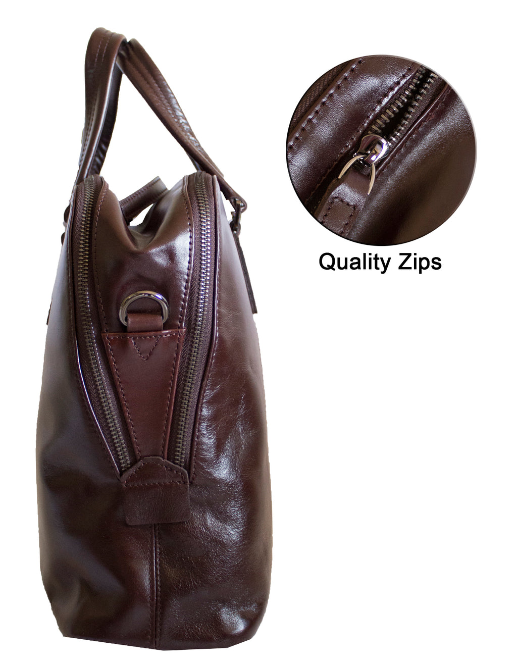 Fino FN8812 Unisex Business Genuine Leather Messenger/ Briefcase - Brown