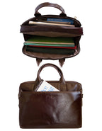 Fino FN8848 Unisex Genuine Leather Business Messenger/ Briefcase - Brown