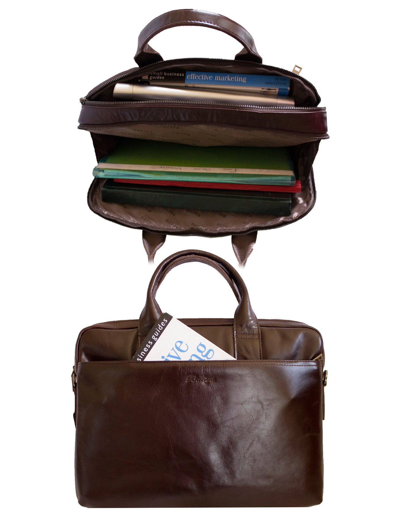 Fino FN8848 Unisex Genuine Leather Business Messenger/ Briefcase - Brown