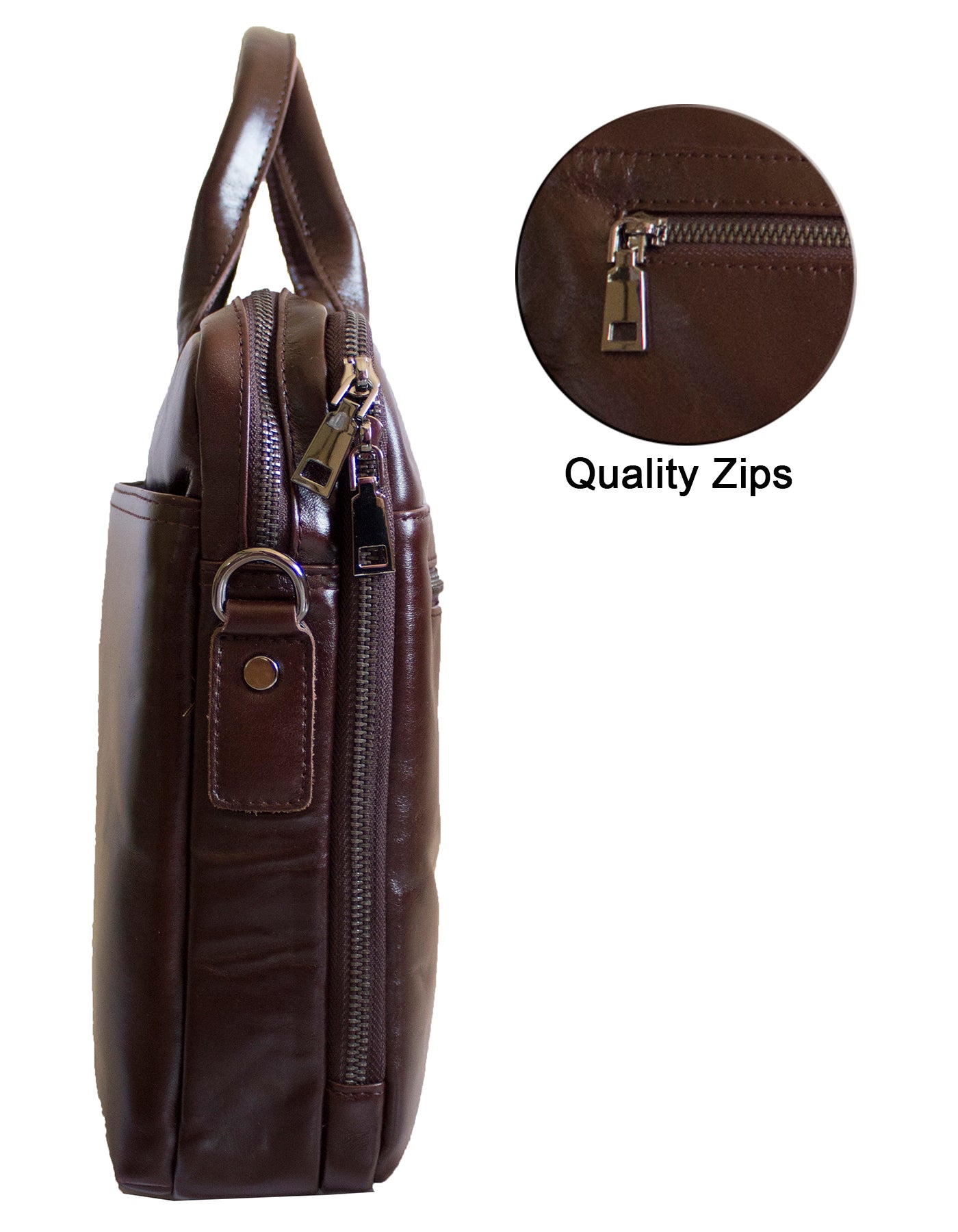 Fino FN8848 Unisex Genuine Leather Business Messenger/ Briefcase - Brown