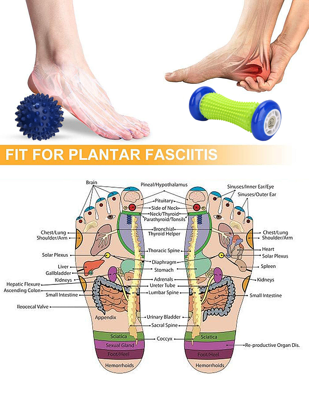 Tumaz Care FR021 3in1 Hand and Foot Massage Roller Spiky Ball and Lacrosse Ball