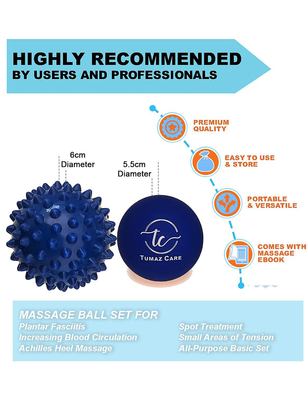 Tumaz Care FR021 3in1 Hand and Foot Massage Roller Spiky Ball and Lacrosse Ball