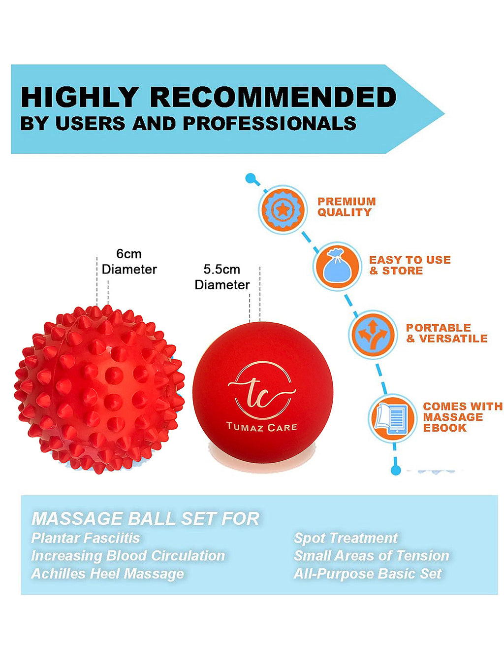 Tumaz Care FR021 3in1 Hand and Foot Massage Roller Spiky Ball and Lacrosse Ball