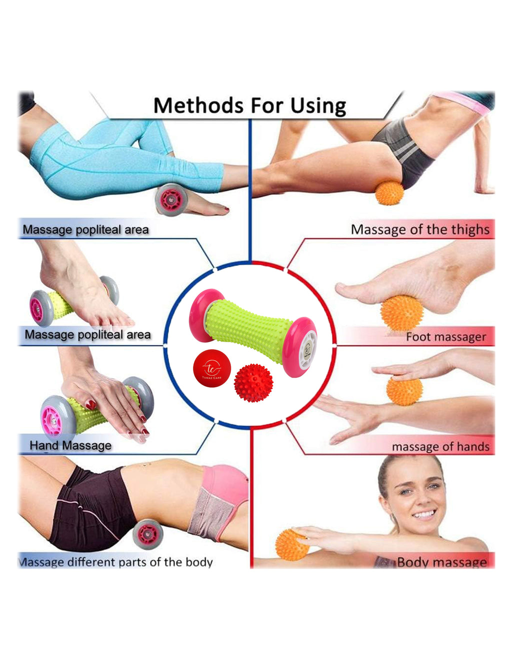 Tumaz Care FR021 3in1 Hand and Foot Massage Roller Spiky Ball and Lacrosse Ball