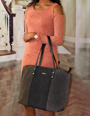 Fino G-8213 Faux Suede Leather Tote Bag & Purse Set