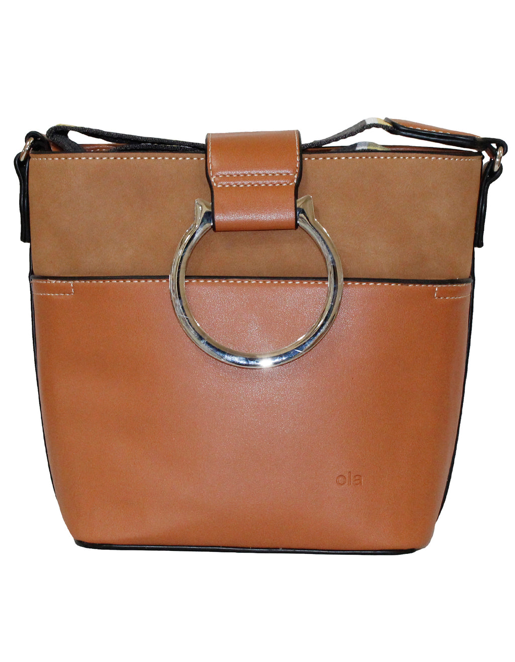 Fino G-9106 Faux Leather Sling/Crossbody with Silver Ring Detail