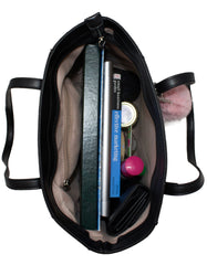 Fino G9107 Chic Faux Leather Handbag with Detachable Pom Charm