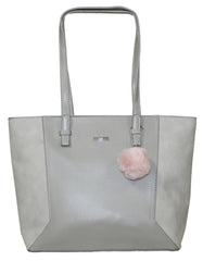 Fino G9107 Chic Faux Leather Handbag with Detachable Pom Charm