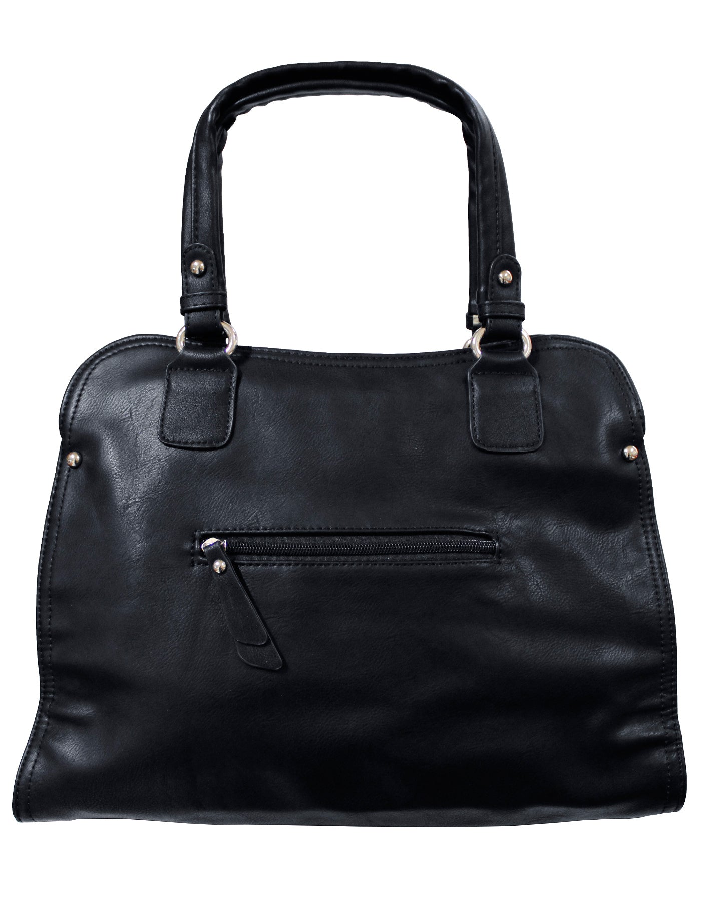 GIO-A377 Faux Leather Handbag with Gold Charm and Zipper Detailing