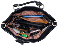 GIO-A377 Faux Leather Handbag with Gold Charm and Zipper Detailing