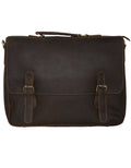 Fino GSX-010 Unisex 15" Full Grain Crazy horse waxed Leather Bag- Coffee