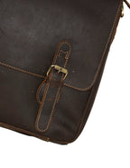 Fino GSX-010 Unisex 15" Full Grain Crazy horse waxed Leather Bag- Coffee