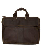 Fino GSX-012B Crazy Horse Waxed Full Grain Genuine Leather 15" Messenger Bag- Coffee