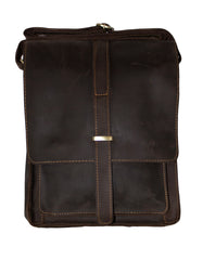 Fino GSX-017B Unisex Slim Full Grain Crazy Horse Waxed Genuine Leather Bag