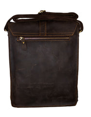 Fino GSX-017B Unisex Slim Full Grain Crazy Horse Waxed Genuine Leather Bag