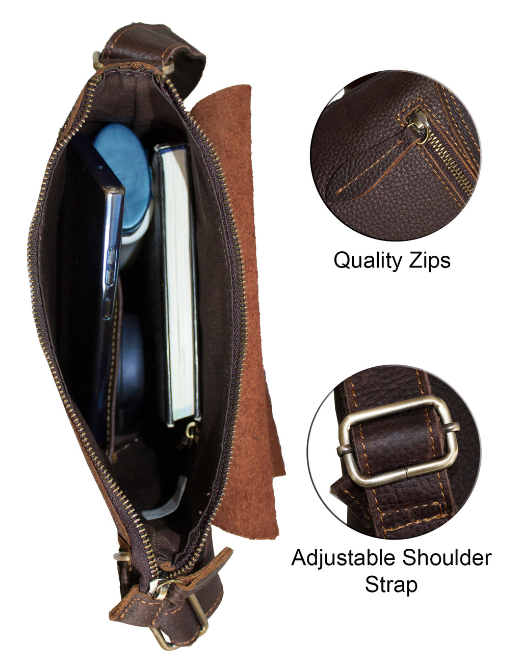 Deluxell GSX-101 Unisex Full Grain Genuine Leather Windmill Sling Bag